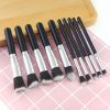 Mini Makeup Brushes Set for Travel - Synthetic, 10 Pieces, Black/Silver - default