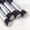 Mini Makeup Brushes Set for Travel - Synthetic, 10 Pieces, Black/Silver - default