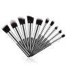 Mini Makeup Brushes Set for Travel - Synthetic, 10 Pieces, Black/Silver - default