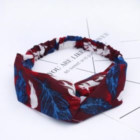 Women Retro Style Hairband floral Print Headband Cross (Option: 47)