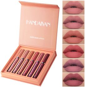 Handaiyan Matte Lip Glaze Liquid Lipstick Mini Tube Lip Gloss Waterproof Non Stick Cup Lip Gloss Genuine (Option: 6PCS B Set)